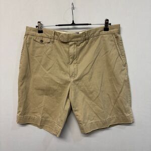 Vintage Ralph Lauren Rugby Men Flat Front Chino Shorts Size 36 Beige M294 -29